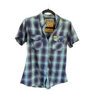 Dixxon Women's El Borracho Bamboo Short Sleeve Plaid Pearl Snap Shirt